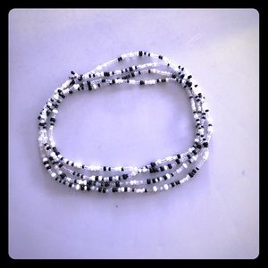 Multi use black and white beaded necklace bracelet